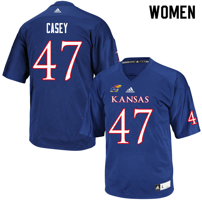 Women #47 Jared Casey Kansas Jayhawks College Football Jerseys Sale-Royal - Click Image to Close